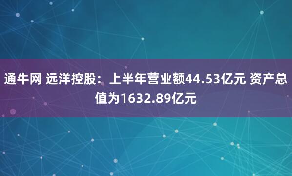 通牛网 远洋控股：上半年营业额44.53亿元 资产总值为1632.89亿元